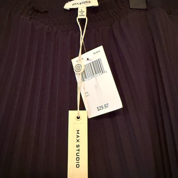 Max Studio Black A-Line Midi Skirt with Permanent Pleats, Size Large, NWT - Picture 5 of 5